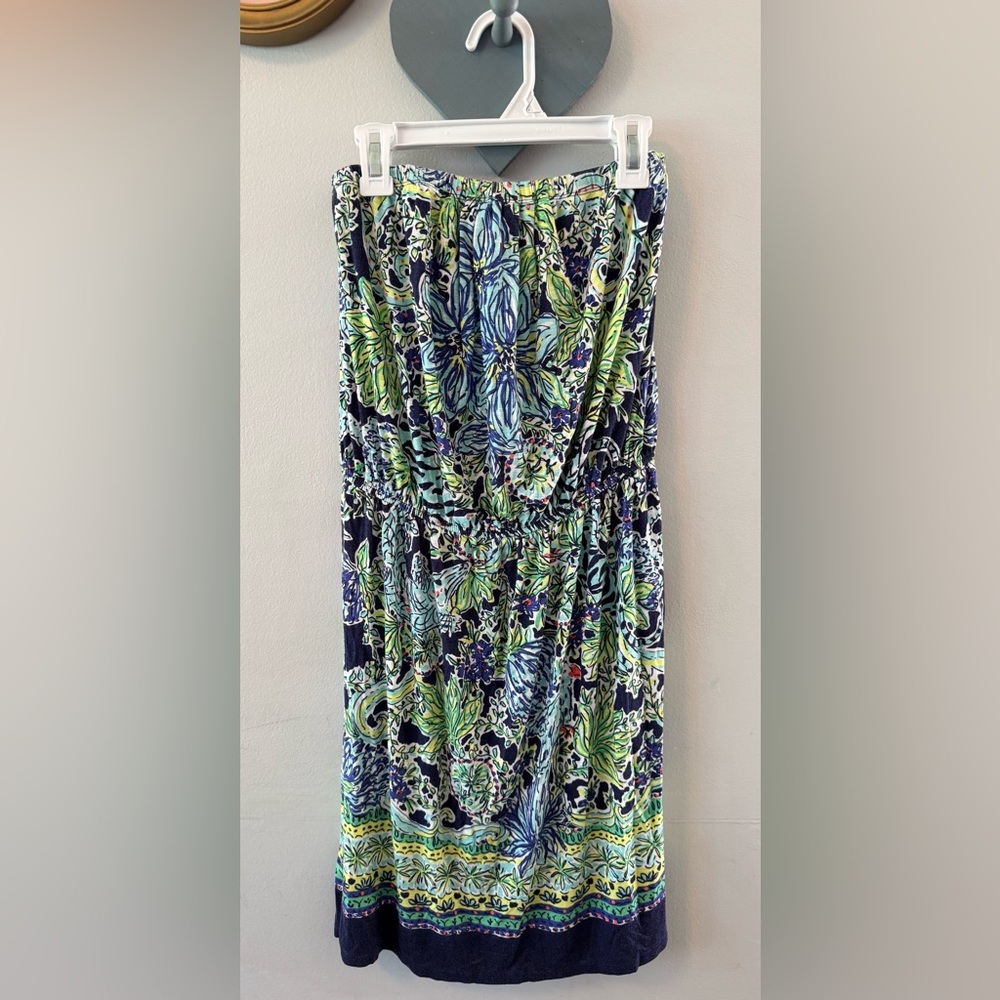 Lilly Pulitzer Floral Print Dress with Green and Blue Accents size Small